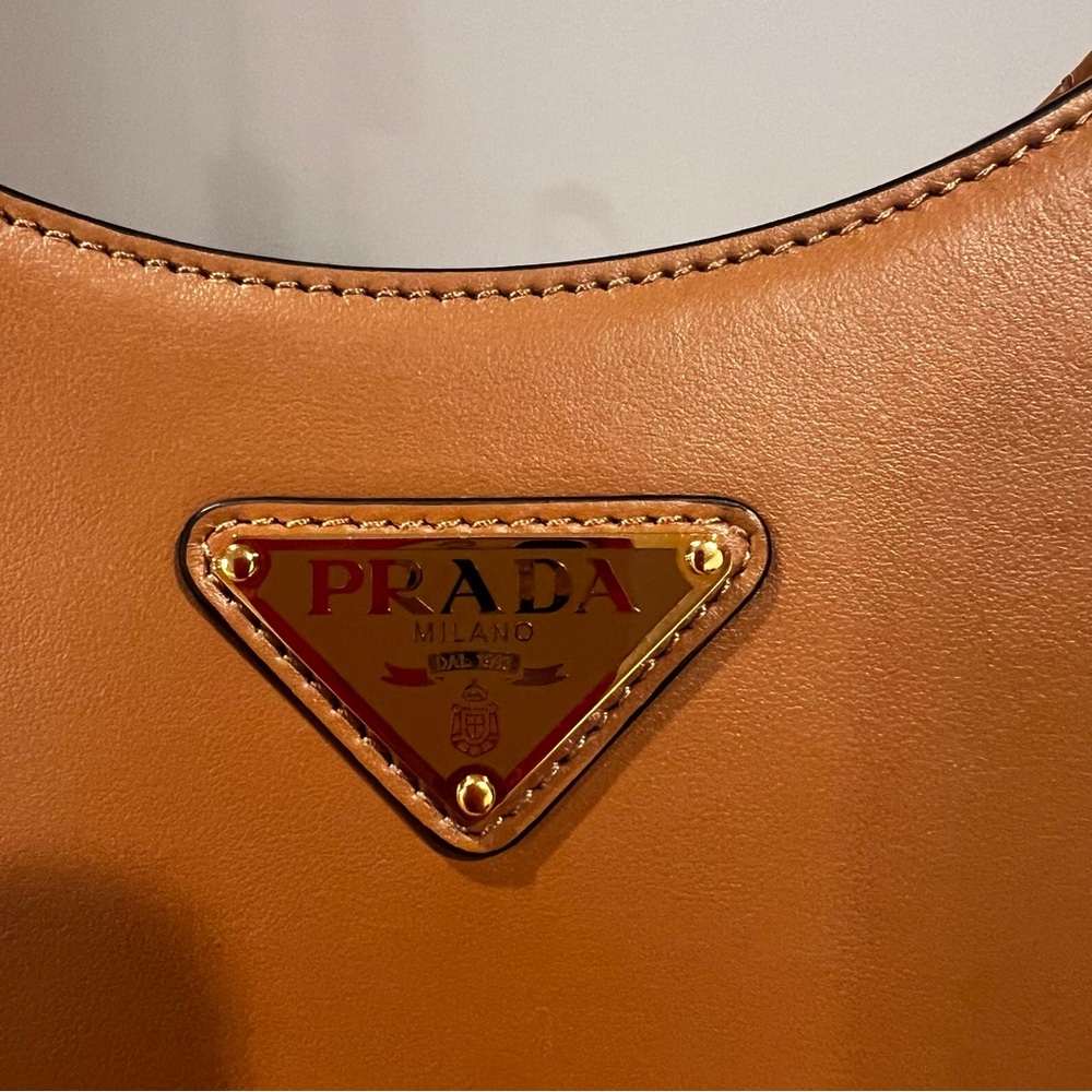 SOLD ❌ PRADA CAMEL CALF LEATHER SHOULDER BAG - Picture 7 of 10